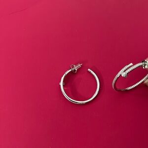 Elegant Silver Screw Hoop Earrings